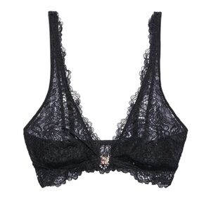 Savage x Fenty Romantic Corded Lace Front-Closure Bralette - Caviar Black L NWOT